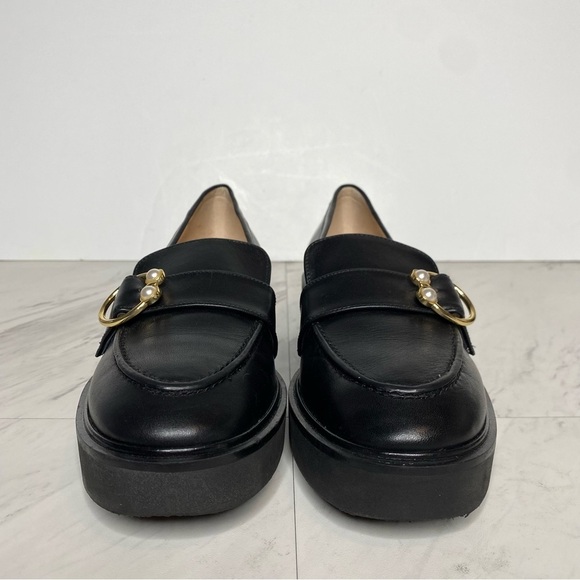 Stuart Weitzman Brenna Black Leather Loafer 5 1/2 B - Picture 2 of 14